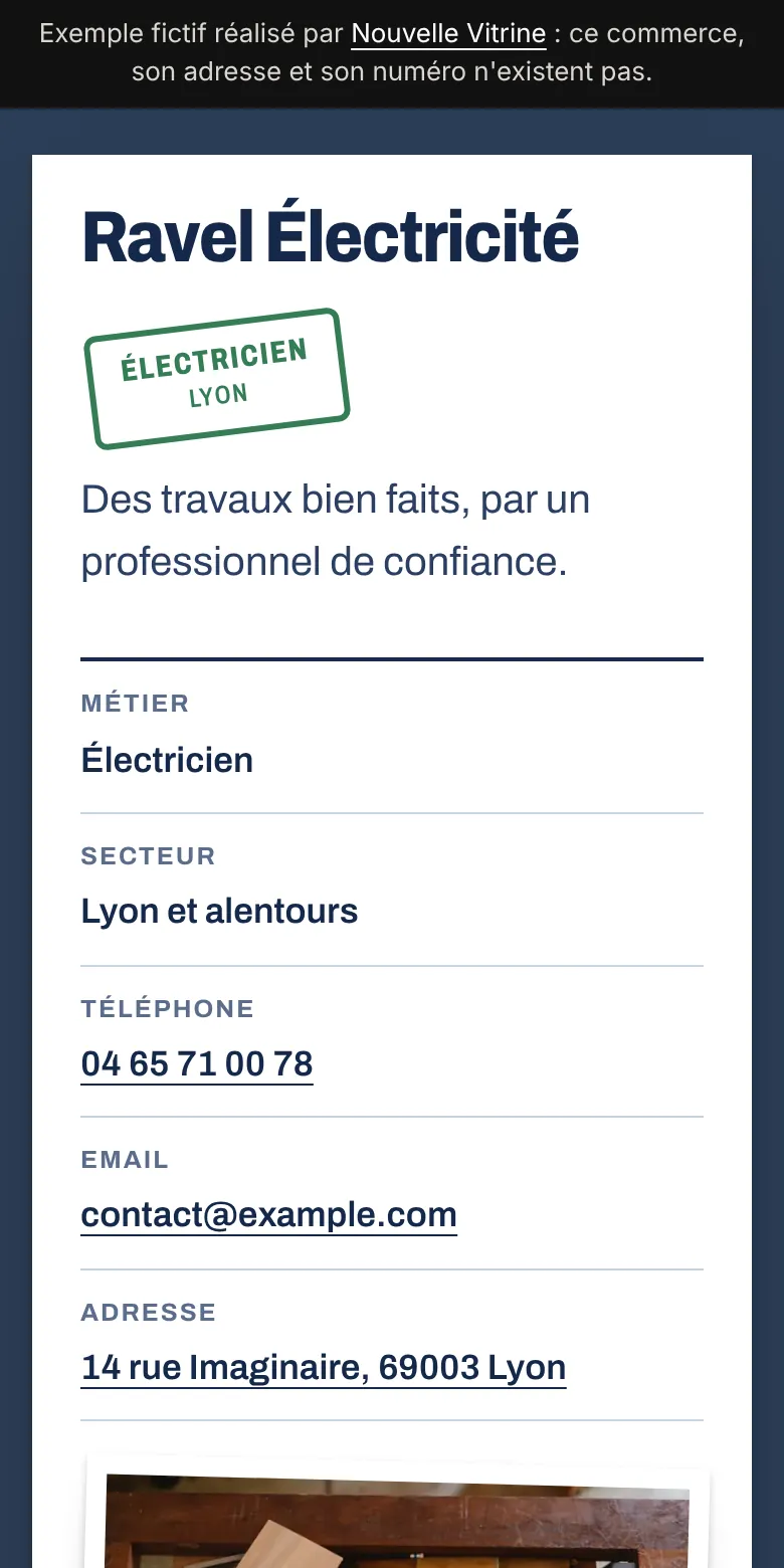 Aperçu du site d'exemple Ravel Électricité, électricien